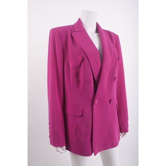 Marina Rinaldi Womens Double Breasted Blazer Caraibi Jacket Sz 14 Fuchsia Pink - Picture 3 of 10